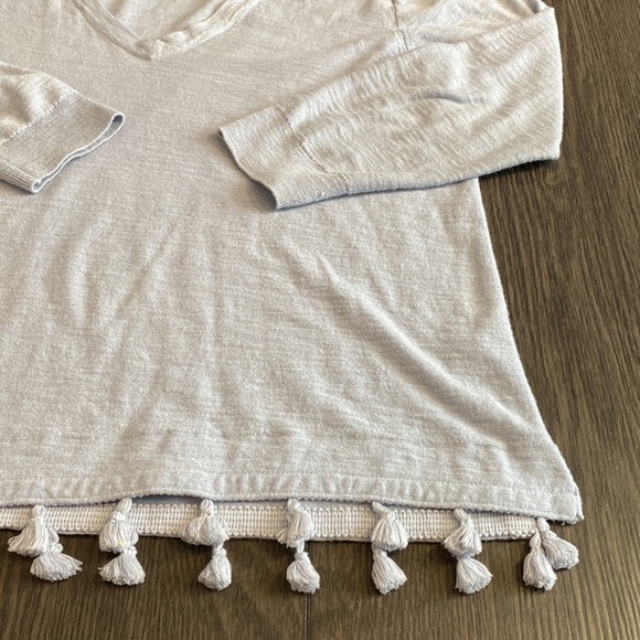 J. Crew Factory long sleeve top. Size M. Light blue. tassels at waist. - Picture 11 of 14